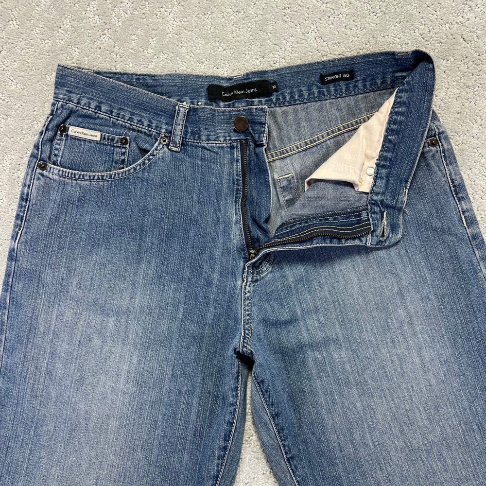 Y2k Calvin Klein Jeans Mens 32x29.5 Blue Denim Cotton Straight Leg Baggy Skate